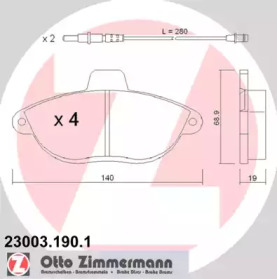 Комплект тормозных колодок (ZIMMERMANN: 23003.190.1)