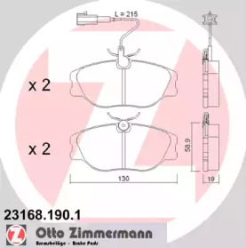 Комплект тормозных колодок (ZIMMERMANN: 23168.190.1)