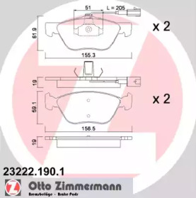 Комплект тормозных колодок (ZIMMERMANN: 23222.190.1)