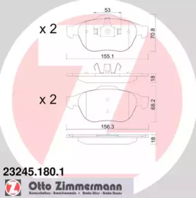 Комплект тормозных колодок (ZIMMERMANN: 23245.180.1)