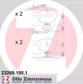 Комплект тормозных колодок (ZIMMERMANN: 23269.195.1)