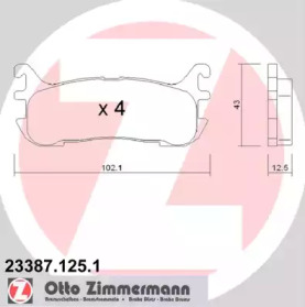 Комплект тормозных колодок (ZIMMERMANN: 23387.125.1)