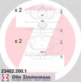 Комплект тормозных колодок (ZIMMERMANN: 23402.200.1)