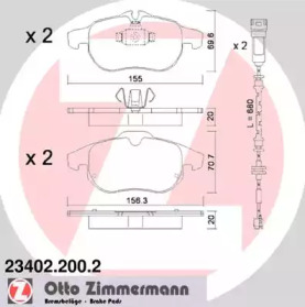 Комплект тормозных колодок (ZIMMERMANN: 23402.200.2)