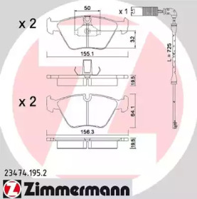 Комплект тормозных колодок (ZIMMERMANN: 23474.195.2)