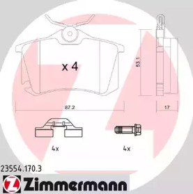 Комплект тормозных колодок (ZIMMERMANN: 23554.170.3)