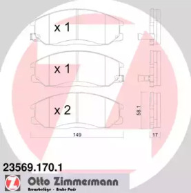 Комплект тормозных колодок (ZIMMERMANN: 23569.170.1)