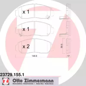 Комплект тормозных колодок (ZIMMERMANN: 23729.155.1)