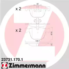 Комплект тормозных колодок (ZIMMERMANN: 23731.170.1)