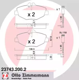 Комплект тормозных колодок (ZIMMERMANN: 23743.200.2)