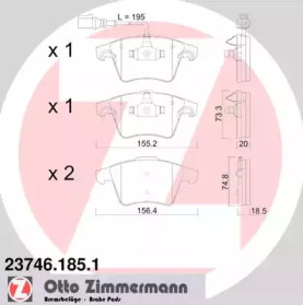 Комплект тормозных колодок (ZIMMERMANN: 23746.185.1)