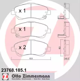 Комплект тормозных колодок (ZIMMERMANN: 23768.185.1)