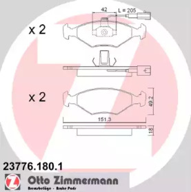 Комплект тормозных колодок (ZIMMERMANN: 23776.180.1)