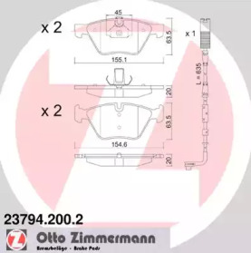 Комплект тормозных колодок (ZIMMERMANN: 23794.200.2)