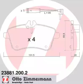 Комплект тормозных колодок (ZIMMERMANN: 23881.200.2)