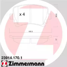 Комплект тормозных колодок (ZIMMERMANN: 23914.170.1)