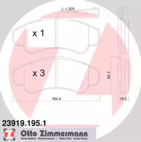 Комплект тормозных колодок (ZIMMERMANN: 23919.195.1)