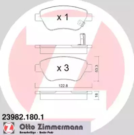 Комплект тормозных колодок (ZIMMERMANN: 23982.180.1)