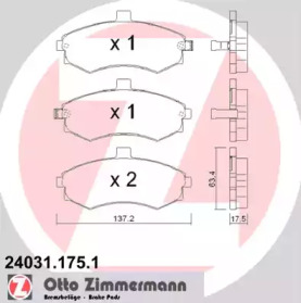 Комплект тормозных колодок (ZIMMERMANN: 24031.175.1)