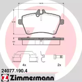 Комплект тормозных колодок (ZIMMERMANN: 24077.190.4)