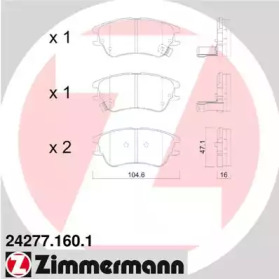 Комплект тормозных колодок (ZIMMERMANN: 24277.160.1)