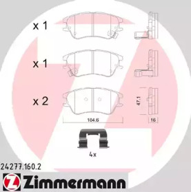 Комплект тормозных колодок (ZIMMERMANN: 24277.160.2)