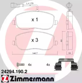 Комплект тормозных колодок (ZIMMERMANN: 24294.190.2)