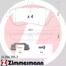 Комплект тормозных колодок (ZIMMERMANN: 24306.205.2)