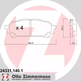 Комплект тормозных колодок (ZIMMERMANN: 24331.140.1)