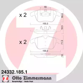 Комплект тормозных колодок (ZIMMERMANN: 24332.185.1)