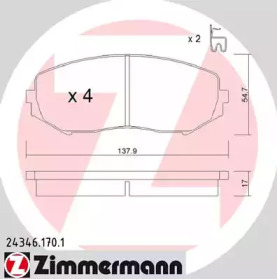 Комплект тормозных колодок (ZIMMERMANN: 24346.170.1)