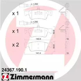 Комплект тормозных колодок (ZIMMERMANN: 24367.190.1)