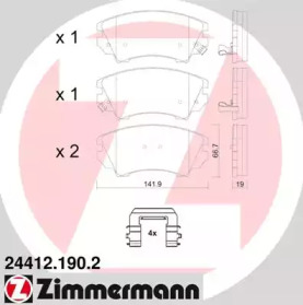 Комплект тормозных колодок (ZIMMERMANN: 24412.190.2)