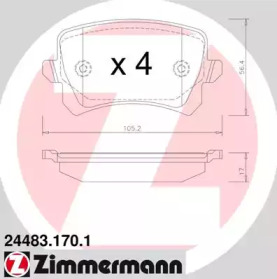 Комплект тормозных колодок (ZIMMERMANN: 24483.170.1)