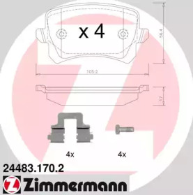 Комплект тормозных колодок (ZIMMERMANN: 24483.170.2)