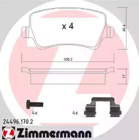 Комплект тормозных колодок (ZIMMERMANN: 24496.170.2)