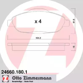 Комплект тормозных колодок (ZIMMERMANN: 24660.180.1)