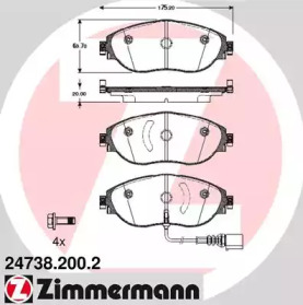 Комплект тормозных колодок (ZIMMERMANN: 24738.200.2)