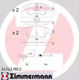 Комплект тормозных колодок (ZIMMERMANN: 24743.190.2)