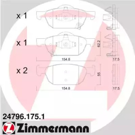 Комплект тормозных колодок (ZIMMERMANN: 24796.175.1)