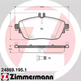 Комплект тормозных колодок (ZIMMERMANN: 24869.195.1)