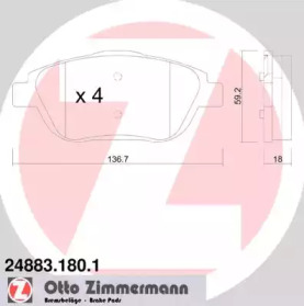 Комплект тормозных колодок (ZIMMERMANN: 24883.180.1)