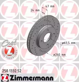 Тормозной диск (ZIMMERMANN: 250.1332.52)