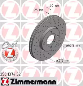 Тормозной диск (ZIMMERMANN: 250.1374.52)