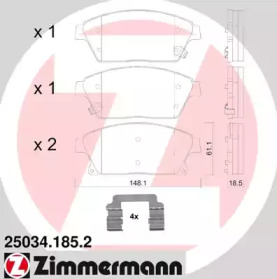 Комплект тормозных колодок (ZIMMERMANN: 25034.185.2)