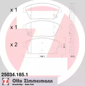 Комплект тормозных колодок (ZIMMERMANN: 25034.185.1)