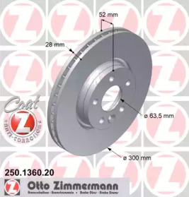 Тормозной диск (ZIMMERMANN: 250.1360.20)