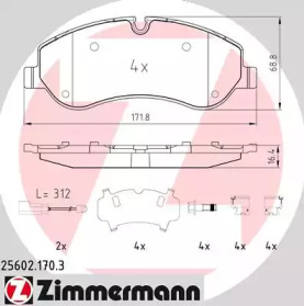 Комплект тормозных колодок (ZIMMERMANN: 25602.170.3)