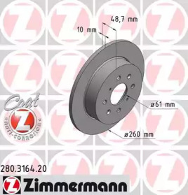 Тормозной диск (ZIMMERMANN: 280.3164.20)