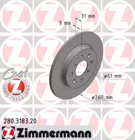 Тормозной диск (ZIMMERMANN: 280.3183.20)